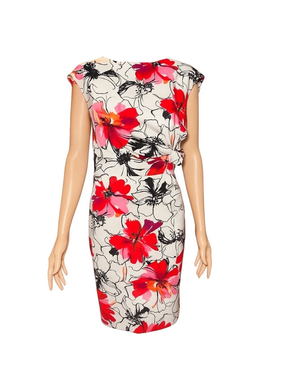 Aa Studio Red and White Floral Midi Dress